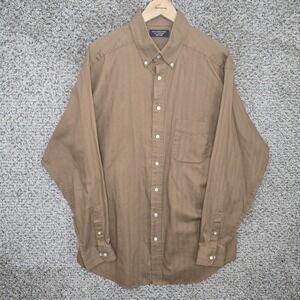 Roundtree & Yorke Dress Shirt Mens XLT XL Tall Brown Button Down Easy Care